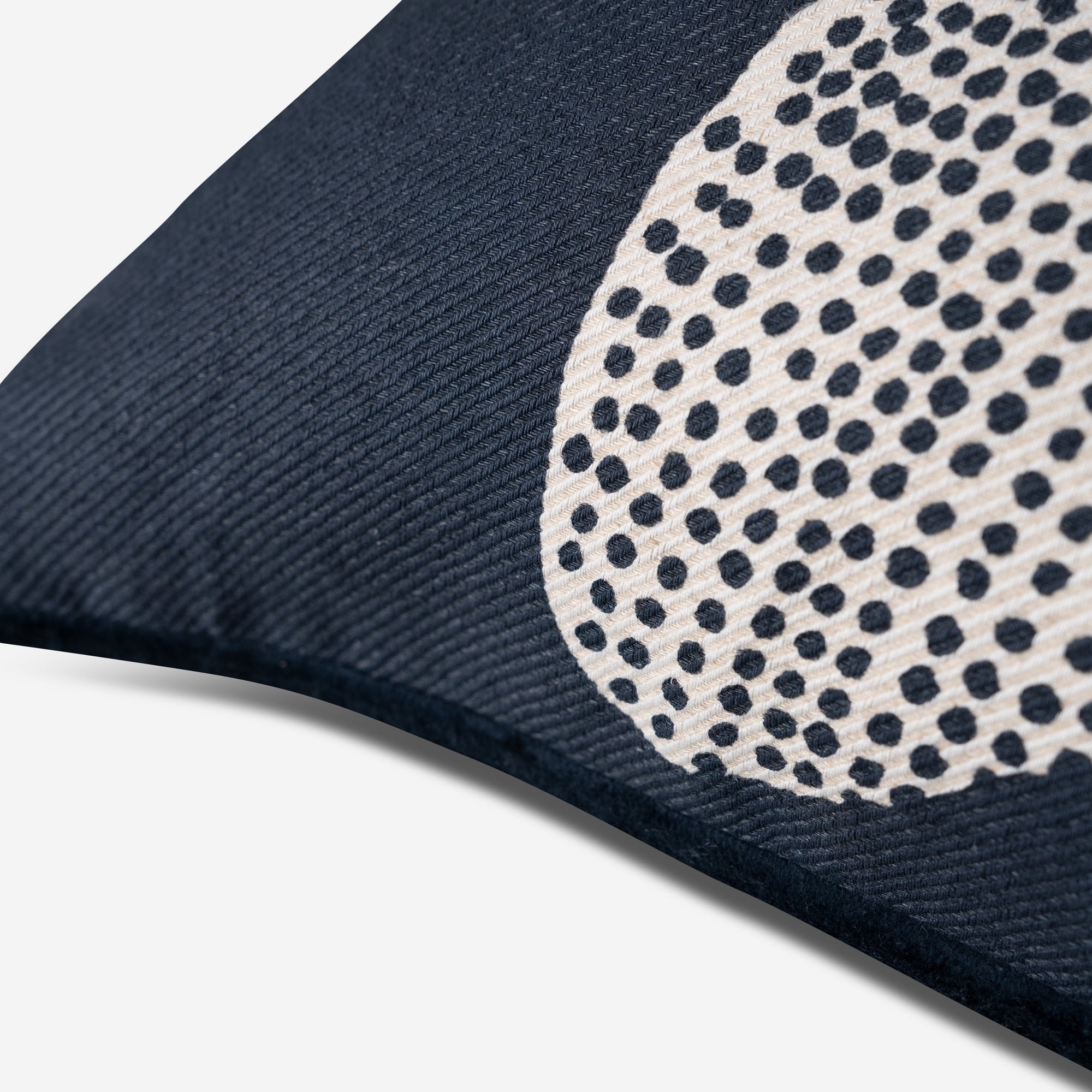 Large Flower Print Navy Blue Cotton Cushion Cover