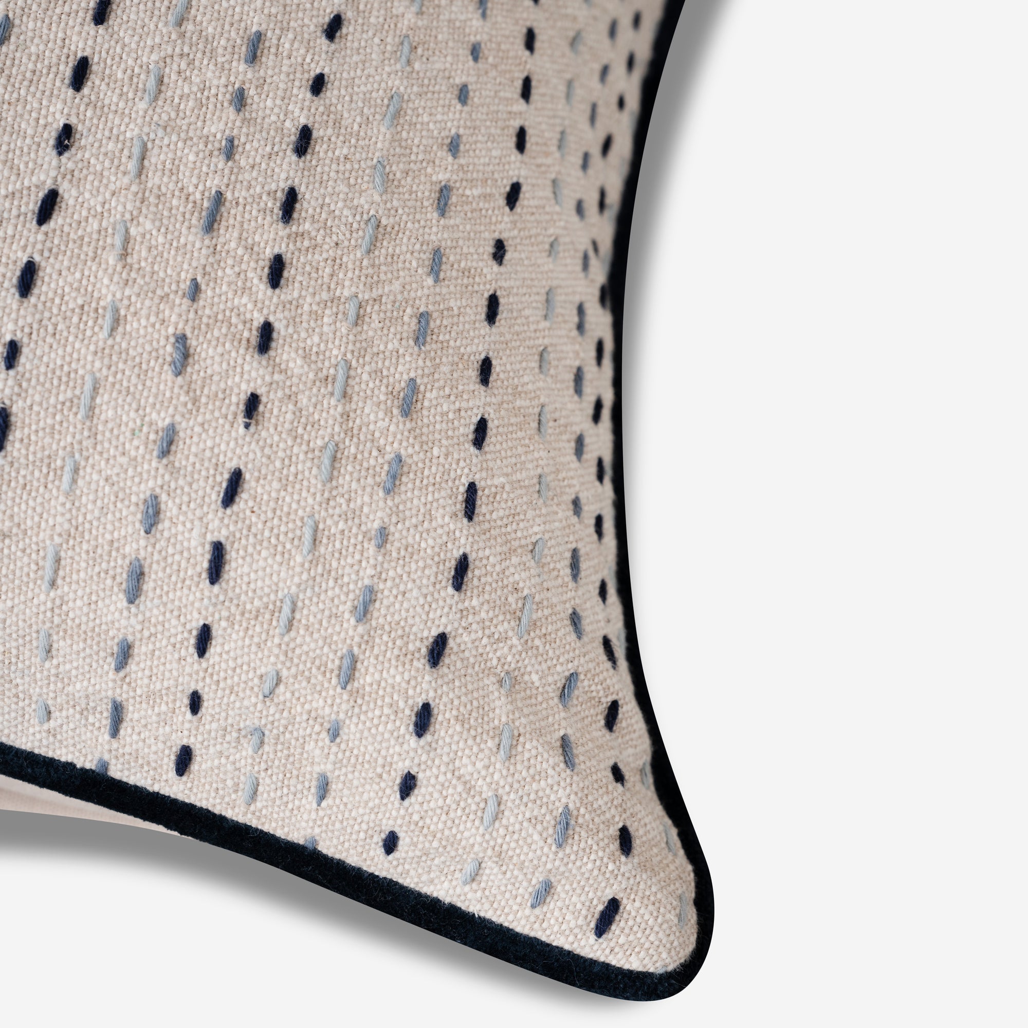 Beige Dashed Stripe Cotton Cushion Cover
