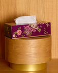 Rosa Maroon Hand-Painted Rectangular Metal Tissue Box Cover