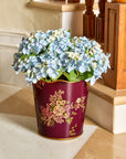 Rosa Maroon Hand-Painted Metal Planter & Wastepaper Bin