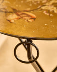 Sakura Black & Gold Hand-Painted Round Metal Tray with an Attached Stand