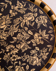Peony Black Hand-Painted Round Metal Tray with Attached Stand