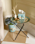 Magnolia Blue Hand-Painted Square Metal Tissue Box Cover