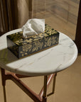 Peony Black Hand-Painted Rectangular Metal Tissue Box Cover