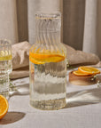 Ribbed Glass Water Bottle