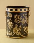 Peony Black Hand-Painted Metal Planter & Wastepaper Bin