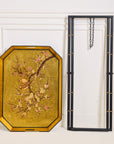 Sakura Black & Gold Hand-Painted Rectangular Metal Tray with an Attached Stand