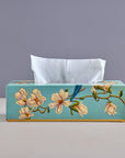 Magnolia Blue Hand-Painted Rectangular Metal Tissue Box Cover