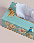Magnolia Blue Hand-Painted Rectangular Metal Tissue Box Cover