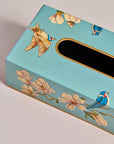 Magnolia Blue Hand-Painted Rectangular Metal Tissue Box Cover