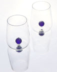 Handblown Encased Blue Orb Drinking Glasses - Set of 2