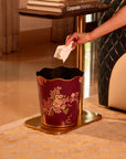 Rosa Maroon Hand-Painted Metal Planter & Wastepaper Bin