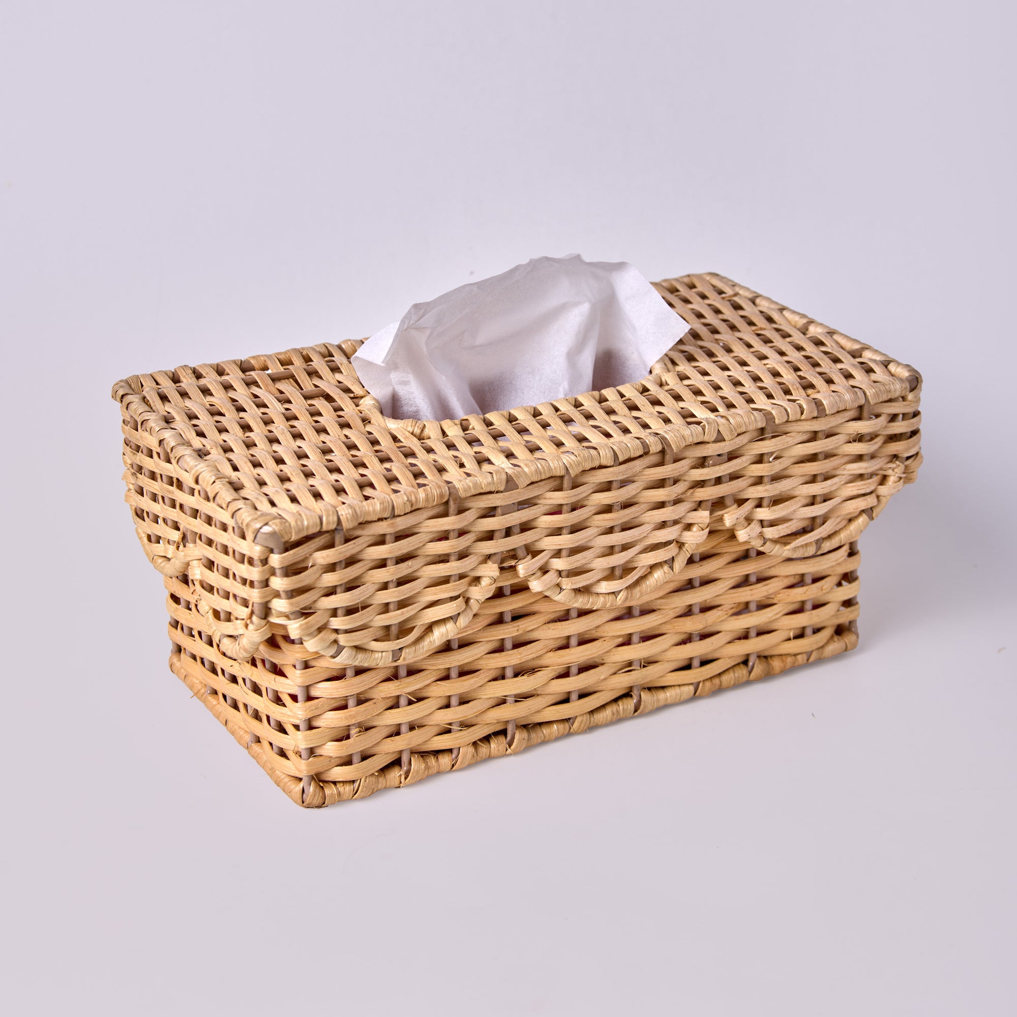 Wicker Wood Light Brown Rectangular Tissue Box Cover