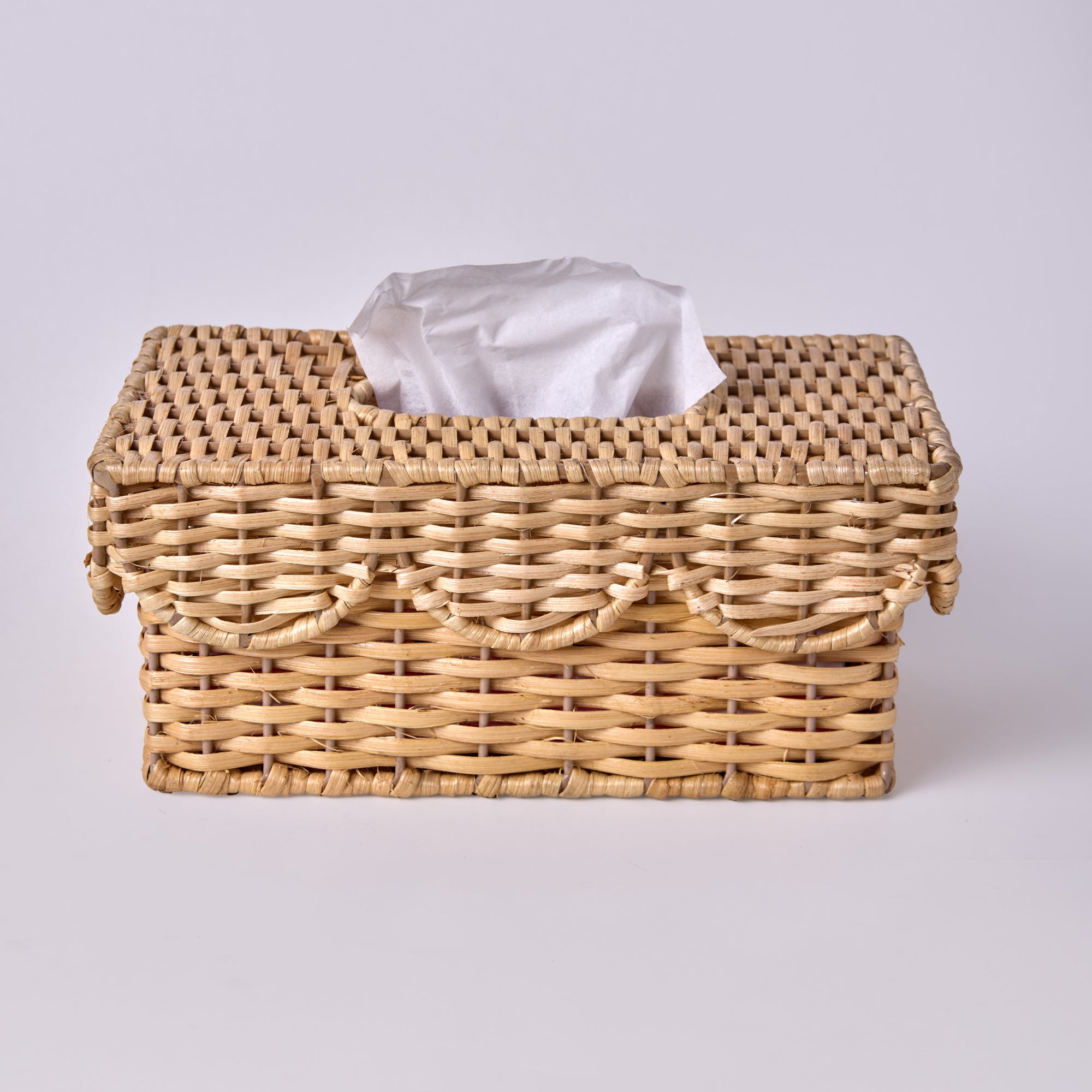 Wicker Wood Light Brown Rectangular Tissue Box Cover