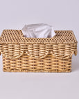 Wicker Wood Light Brown Rectangular Tissue Box Cover