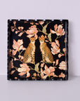 Leopards In Love Black Square Wooden Serving Tray