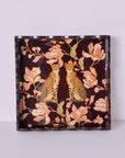 Leopards In Love Maroon Square Wooden Serving Tray