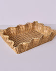 Wicker Wood Light Brown Rectangular Decor Tray