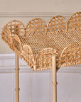 Wicker Wood Light Brown Rectangular Side Table