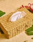 Wicker Wood Light Brown Rectangular Tissue Box Cover