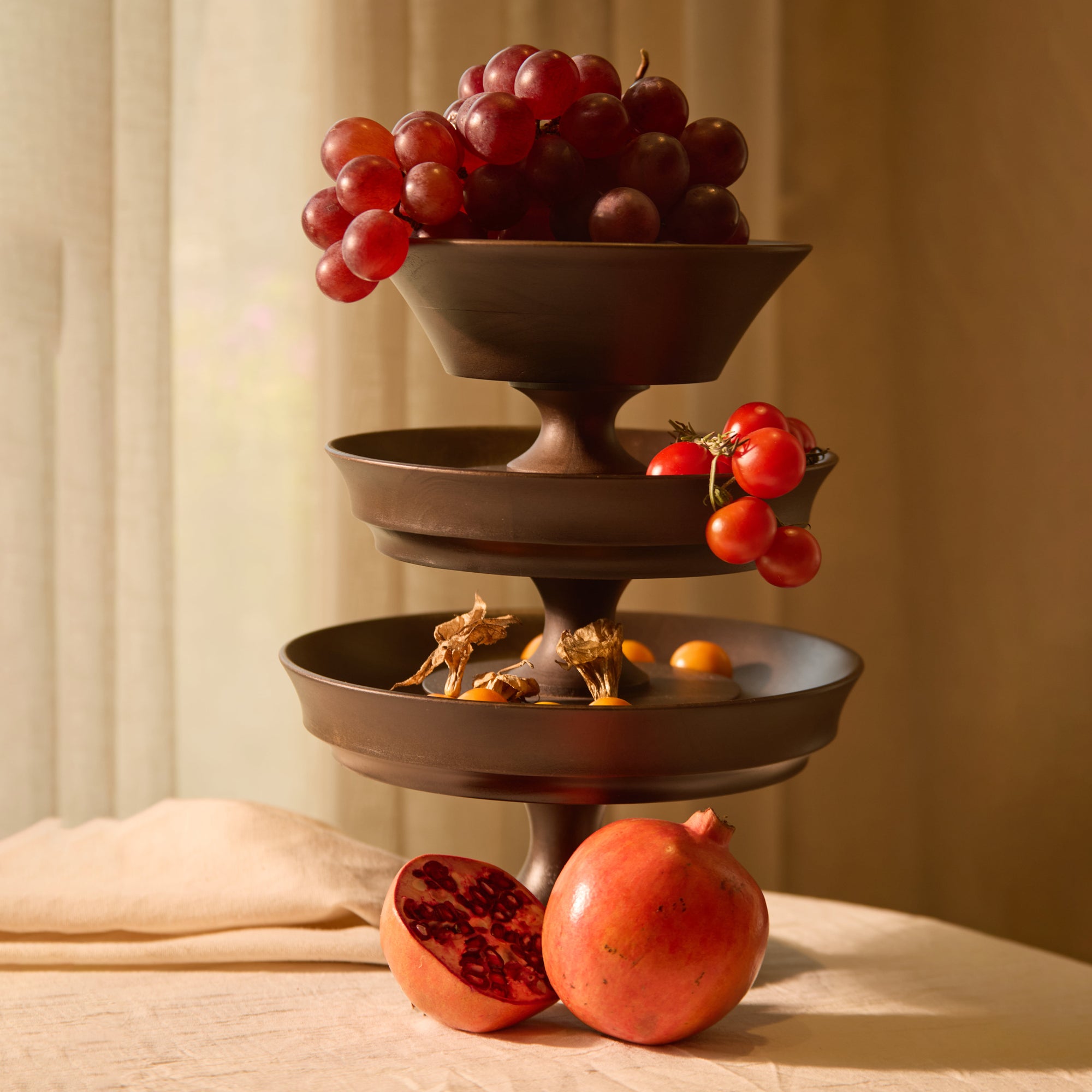 Kaze Brown Wooden Pedestal Bowl