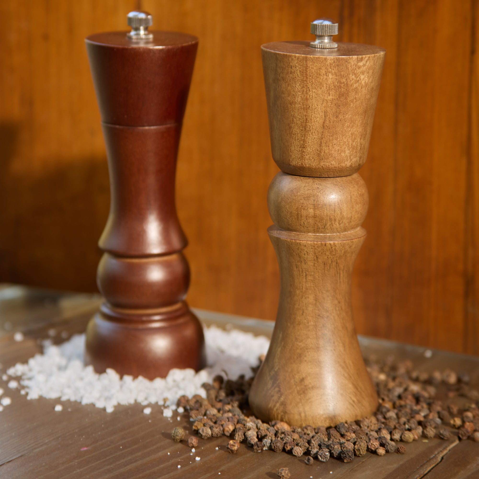 Kori Brown Wooden Salt &amp; Pepper Grinders - Set of 2