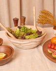Umi Brown Wooden Salad Bowl with Matching Servers