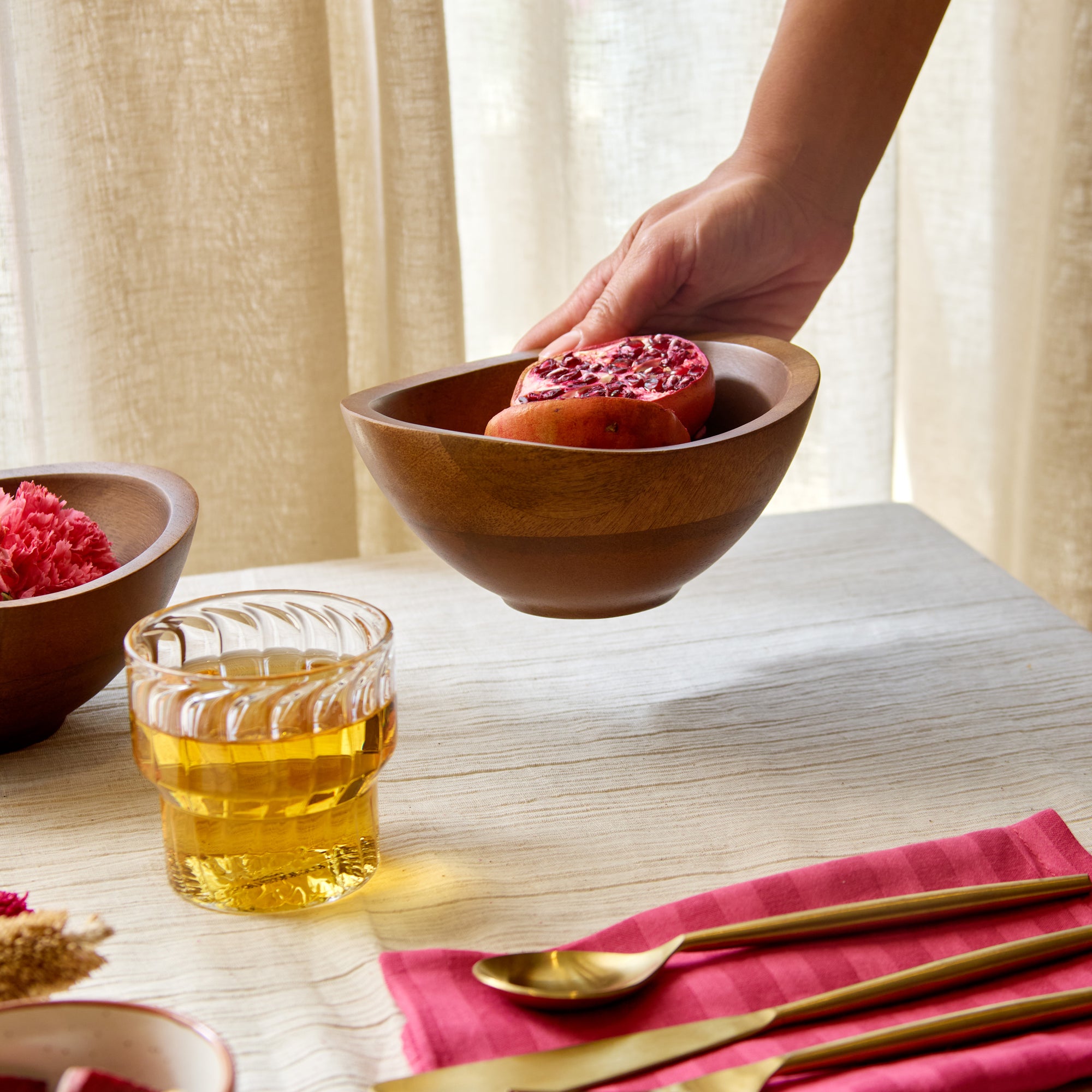 Nami Brown Wooden Acai Bowls - Set of 2