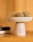 Moku Kake White Wooden Pedestal Bowl