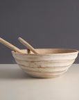 Umi Brown Wooden Salad Bowl with Matching Servers