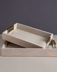 Kibashi White Rectangular Wooden Serving Trays - Set of 2