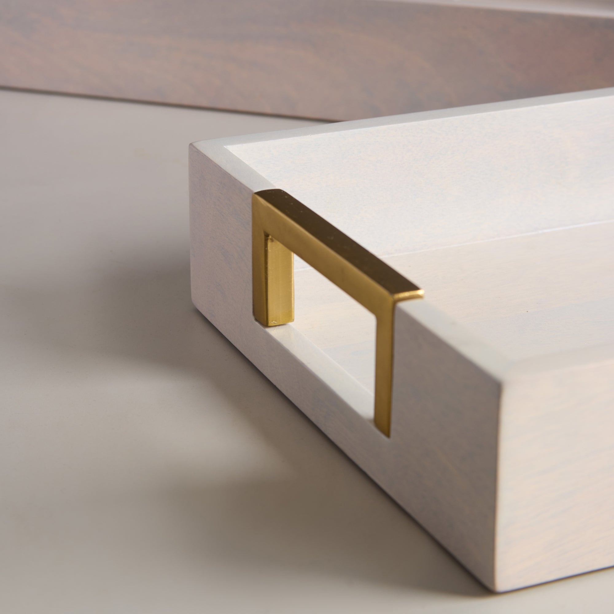 Kibashi White Rectangular Wooden Serving Trays - Set of 2