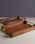 Kibashi Brown Rectangular Wooden Serving Trays - Set of 2