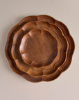 Sakura Brown Wooden Round Serving Trays - Set of 3