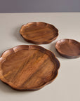 Sakura Brown Wooden Round Serving Trays - Set of 3