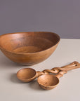 Nami Brown Wooden Salad Bowl with Matching Servers