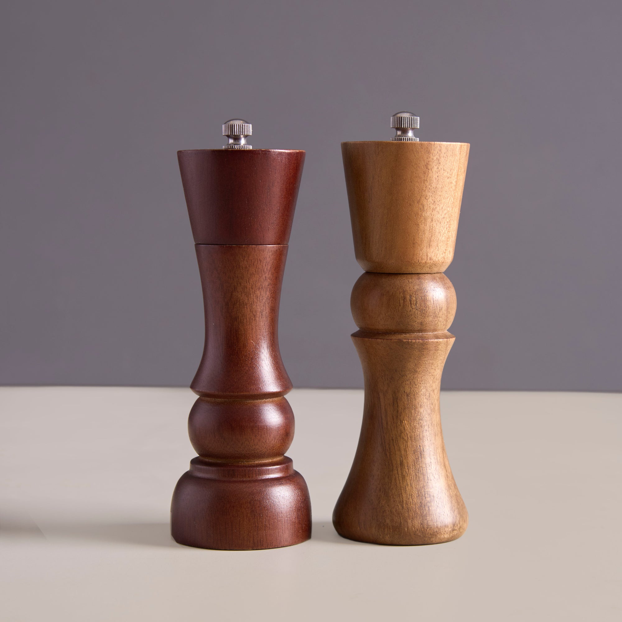 Kori Brown Wooden Salt &amp; Pepper Grinders - Set of 2