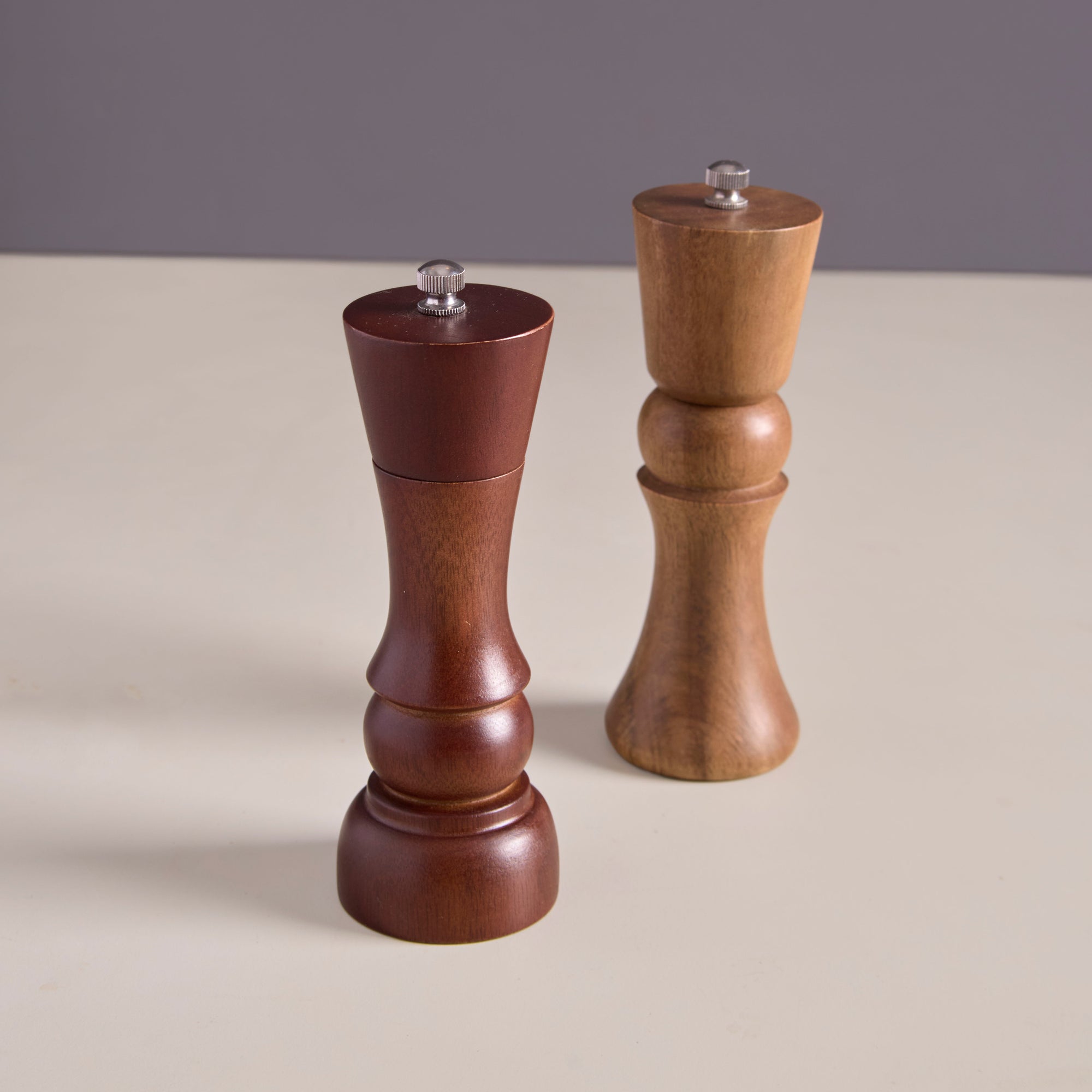 Kori Brown Wooden Salt &amp; Pepper Grinders - Set of 2
