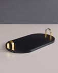 Kage Black Wooden Oval Serving Tray