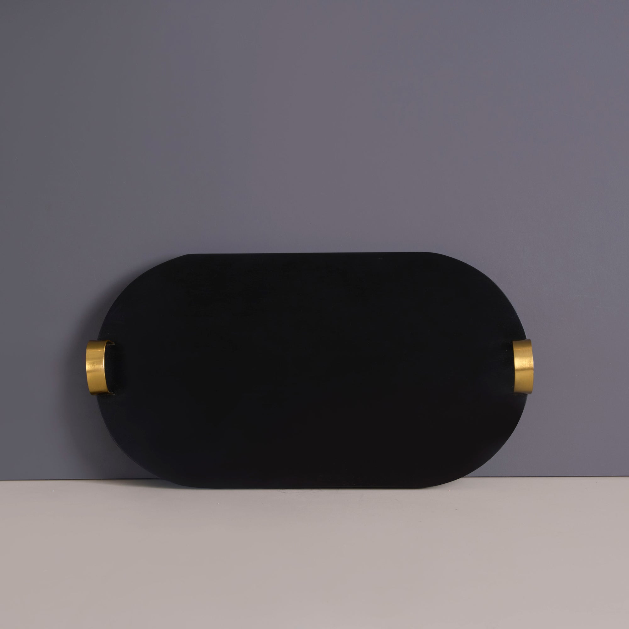 Kage Black Wooden Oval Serving Tray
