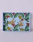 Monkeys In Mischief Blue Hand-Painted Rectangular Wooden Serving Tray