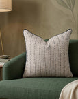 Beige Dashed Stripe Cotton Cushion Cover