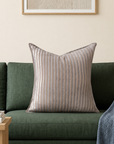 Striped Grey Velvet Cushion Cover