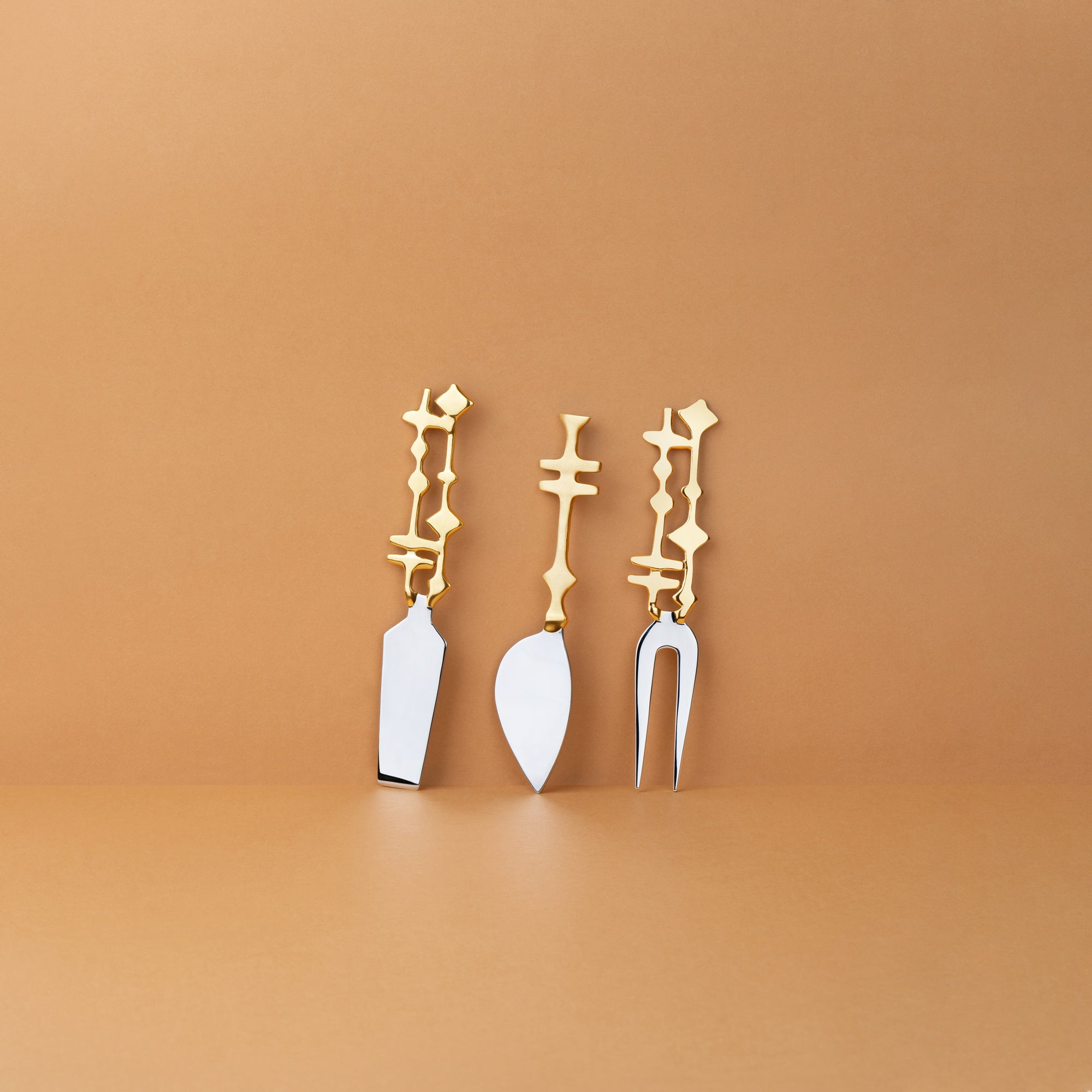 Totem Stainless Steel &amp; Brass Cheese Knives - Set of 3